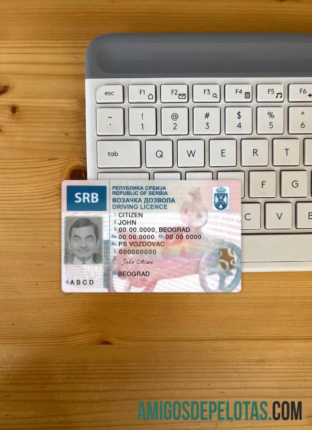 Carteira de motorista da Sérvia fotolook frente modelo